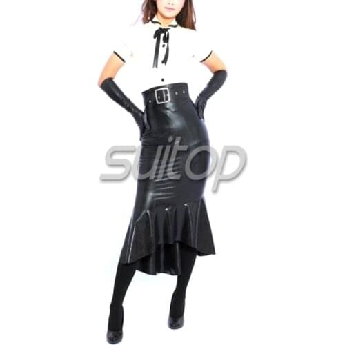 Latex rubber school girls unifrom late teddies mini skirt for woman not including belt