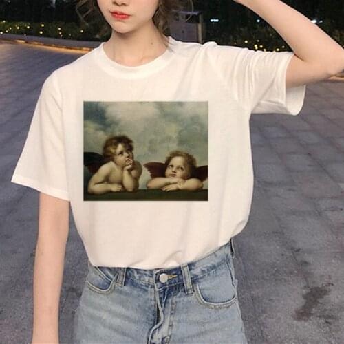 Angel Aesthetic Harajuku Vintage T Shirts Women Ullzang 90s Graphic T-shirts Grunge Korean Style Tshirt Hip Hop Top Tees Female