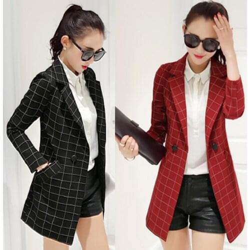 LET-SETTING hot sale spring autumn fashion long-sleeved coat cultivate women blazer morality grid small suit