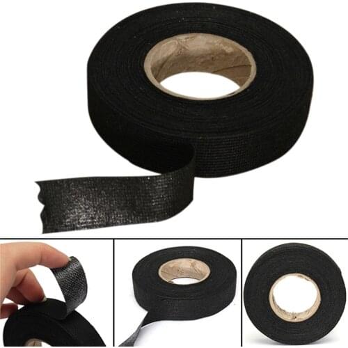 1Roll 19mm x 15M Strong Adhesive Cloth Fabric Tape Black Color Wiring Harness Tape For Looms Cars