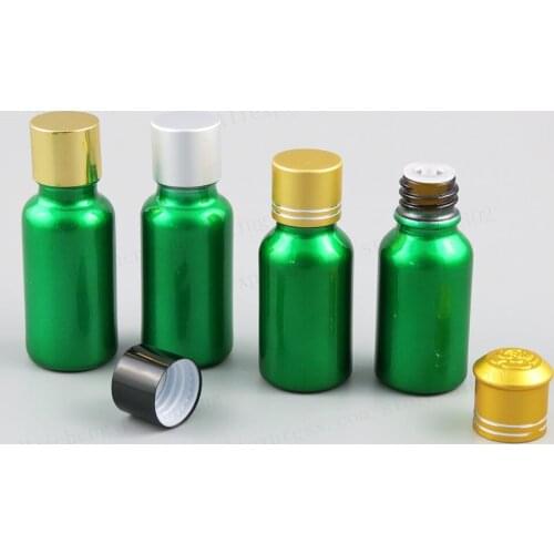 12 x Empty 15ml 20ml Paint Green Glass Essential Oil Bottles Container with Orifice Reducer Aluminium Lids