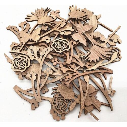 30 pieces wood crafts rose wood chips hand-painted wood accessories wood environmentally friendly wood chips