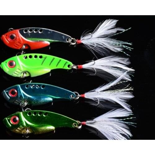 4pcs Fishing Lures Metal Vibration Lure 5cm 10.8g Hard VIB Metal Lures Crankbait Artificial Feather Spoon Lures