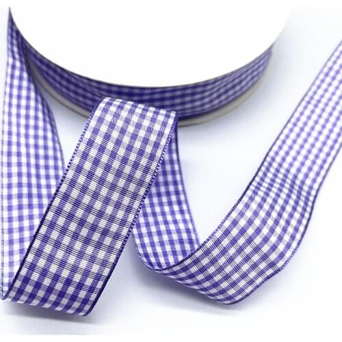 5yards 10mm 15mm 19mm 25mm Purple Lattice Plaid Polyester Ribbons Bow Ribbon Gift Wrapping Christmas Ribbon DIY Crafts