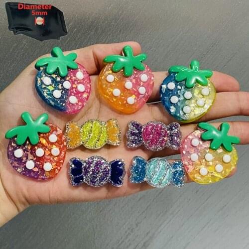 9PCS Resin Cute Cartoon Fridge Magnetic Sticker Kawaii Colorful Candy Strawberry Sequins Refrigerator Magnet Kitchen Decoration