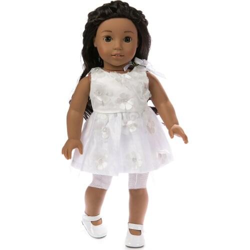 Doll accessories White princess dress+Underwear Doll Clothes Wear fit 18 inch American clothes Children best Birthday Gift