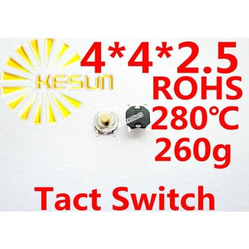 FREE SHIPPING 100PCS 4X4X2.5MM SMD Tactile Tact Push Button Micro Switch Momentary ROHS