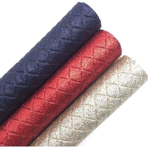 Glitter Plaids Embossed Synthetic Leather Fabric Sheets for Bows Earrings DIY 21X29CM 6S81