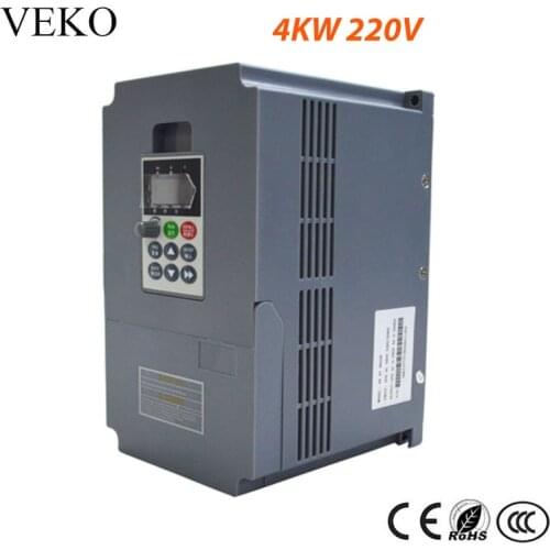 4KW 220V Frequency Inverter 17A Single Phase Input VFD 3Phase Triphase Output Motor Speed Control Frequency Converter 50/60Hz