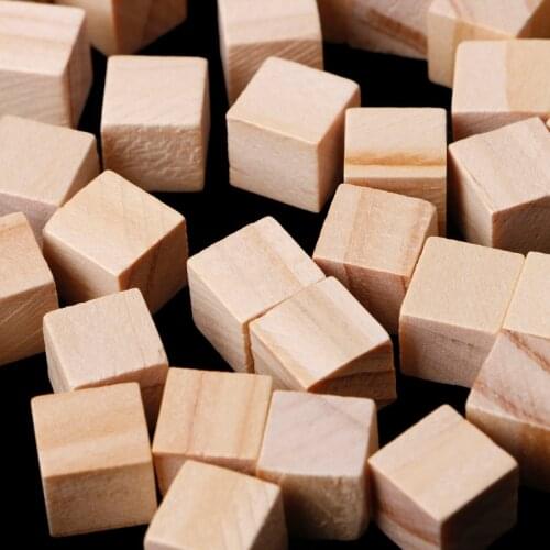 83XC 10/25/25mm Wooden Square Blocks Mini Cubes Embellishment for Woodwork Craft DIY