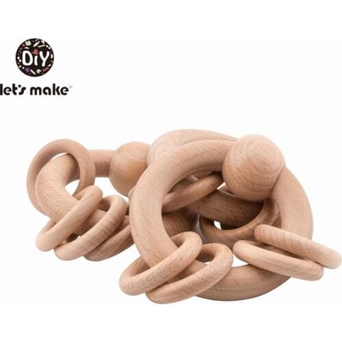 Lets Make Baby Toys Rattle Beech Wooden Teething Ring Bed Bell Children Latex Free 1pc Educational 4-6 Months Teether Baby Gift