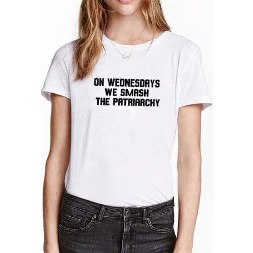 On Wednesdays We Smash We Smash Printed Short Sleeve Cotton T Shirt Women O-neck Christmas T Shirt Women Loose Tee Shirt Femme