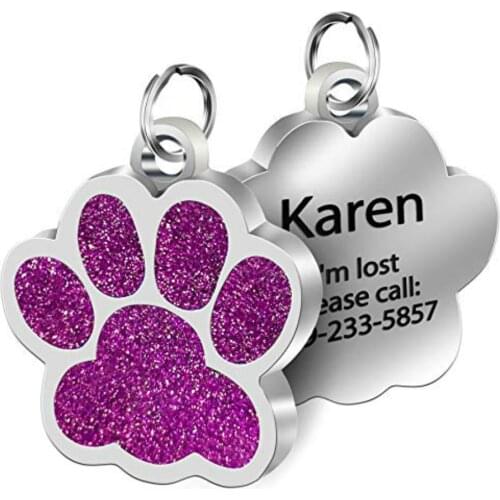 Custom Puppy Dog Tag Anti-lost Engraved Pet Dog Collar Accessories Personalized Cat Puppy ID Tag Stainless Steel Paw Name Tag