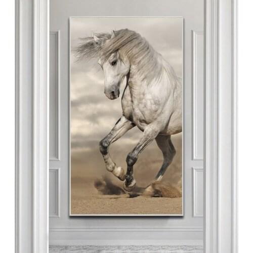 White Running Horse Canvas Art Animal Wall Art Poster Pictures For Living Room Home Decor Pictures For Home Design