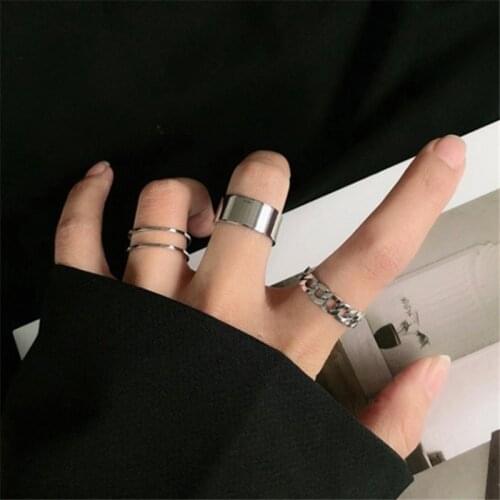 Ring women cold wind personality minority Instagram retro 3 piece set opening adjustable index finger ring fashion