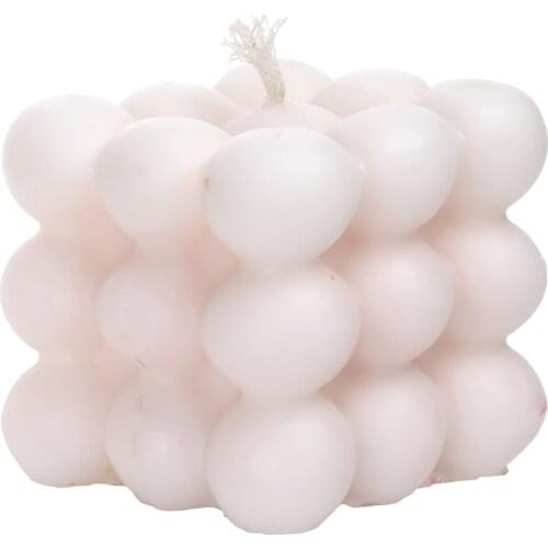 Dekoratif küp beyaz mum ev dekorasyonu kabarık mumlar dekoratif soya balmumu aromaterapi mumlar