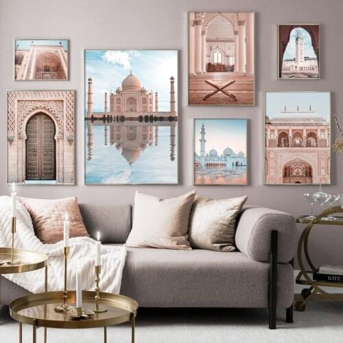 Morocco Church Taj Mahal Lake Wall Art Print Canvas Painting Nordic Canvas Posters And Prints Art Wall Pictures For Living Room