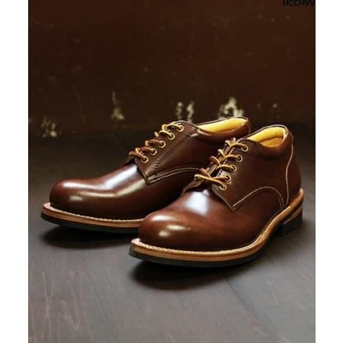 Handmade High Quality Fashion Genuine Leather Red Browm Ankle Boots Outdoor Motorcycle Boots Lace-up Work Wedding Cold Boots