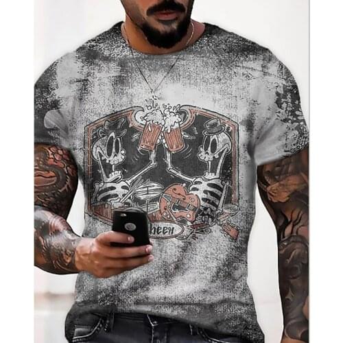 2021 Summer Mens And Womens Fashion Short-Sleeved Skull 3D Printing O-Neck Casual Top T-Thirt Street Mens Clothing