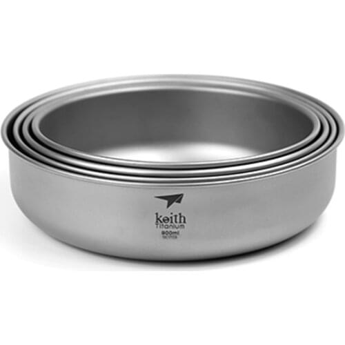 Keith Ultralight Tableware Set Multi Size Salad Bowl Titanium BBQ Outdoor Dinner Travel Cookware Set 600-900ml