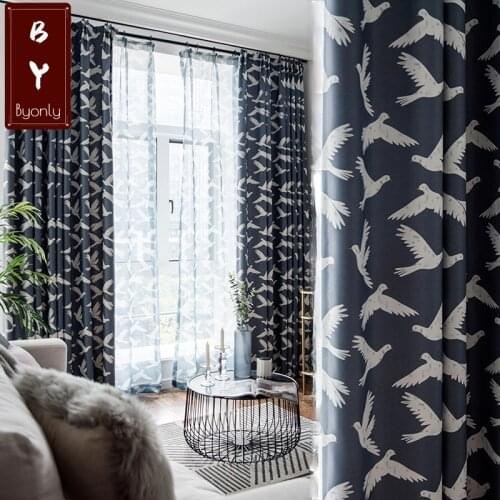 New Curtain and Peace Dove Printing Modern Simple and Elegant Shading Finished Product Curtains for Living Dining Room Bedroom