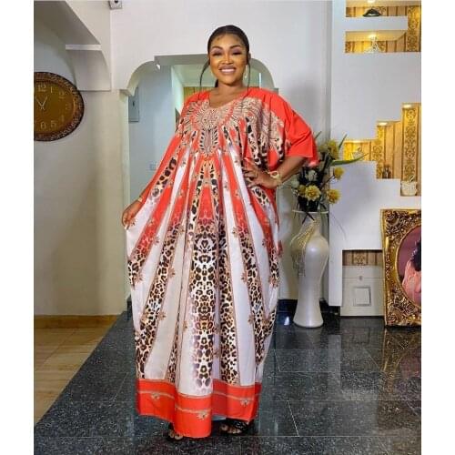 2021 New Elegant Print Boubou African Plus Size Dresses Traditional Muslim Abaya Kaftan Long Maxi Dress For Women Gowns Style