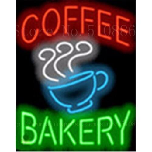 Custom Neon Sign For Coffee Bakery Real Glass Tube Display Light Lamp Decorative Bar Beer Club Decor Bulbs Neon Signs 19"x15"