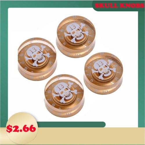 Metric Size Guitar Knobs Plastic Speed Control Knobs for EP LP LP SG Guitar Replacement Skull Cartoon Body(Pack of 4)