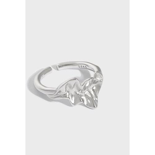 SHANICE S925 Sterling Silver Open Ring Small design sense temperament all-macthed irregular leaves Finger Accessories Buckle