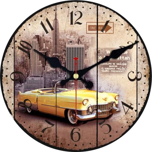 Chic Car Wall Clocks,Vintage Wall Clock,Silent Wall Art Large Wall Clock, Wall Watch For Home Decor Study, No Ticking Sound