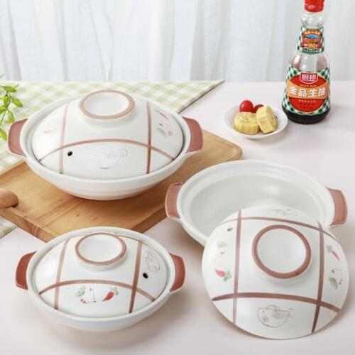 Heat Resistant White Casserole Cooking Pot Bibimbap Ceramic Casserolesclay Pot Cooking Cookware Ollas De Cocina Home Items DH50S