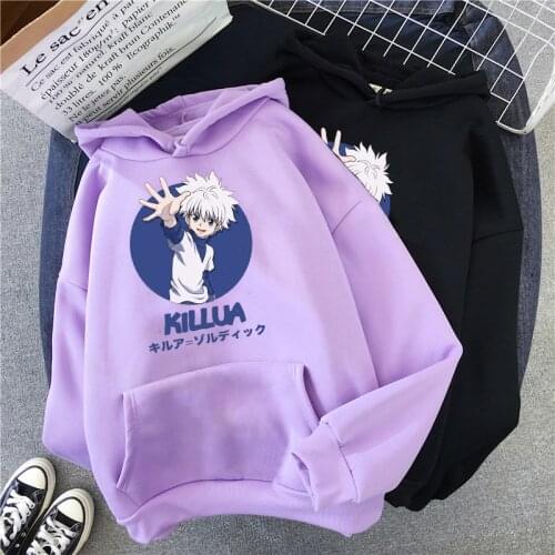 Killua-Hunter x Hunter Hoodie Fun Anime Japanese Print Pullover Womens Hooded Sweatshirt Harajuku Oversize Streetwear Hoodie