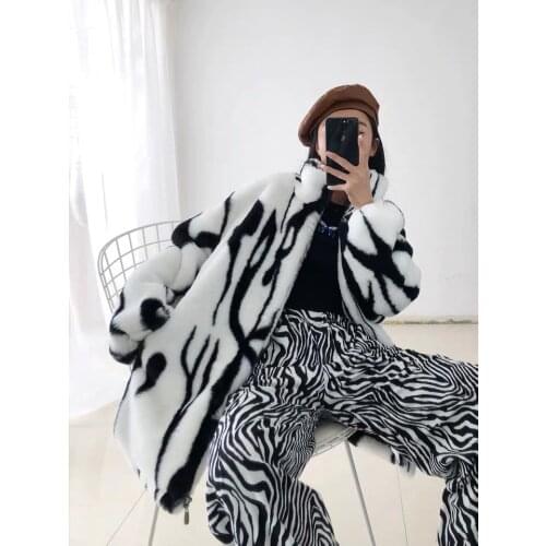 Womens Casual Faux Fur White Black Turtleneck Warm Coat Thick Furry Fur Outwear Loose