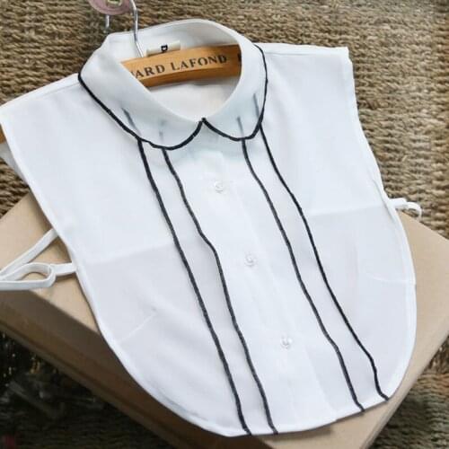 Womens organza wild collar Black white chiffon boetie Blue Stripes Autumn Winter Collocation Shirt Detachable False Collar