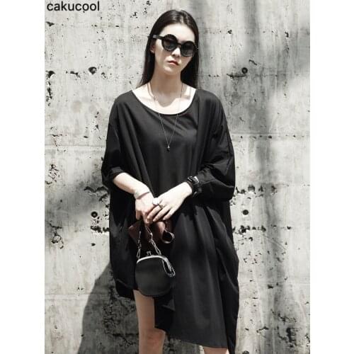 Cakucool New Women dress print irregular split color matching sleeveless knitting dresses women 2019 new casual loose vintage