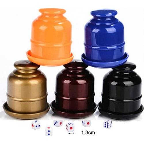 1Set Five Colors Dice Cup KTV Pub Casino Party Game Speelgoed ABS Schudden Cup Doos With 5 Stks Dices Thickened Combined