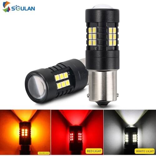 2PCS Canbus 5W 1156 Bau15s T20 7443 T25 3157 Amber Red Car Led Bulb For Kia Rio 4 For Skoda Octavia A5 fl Turn Signal Brake Lamp