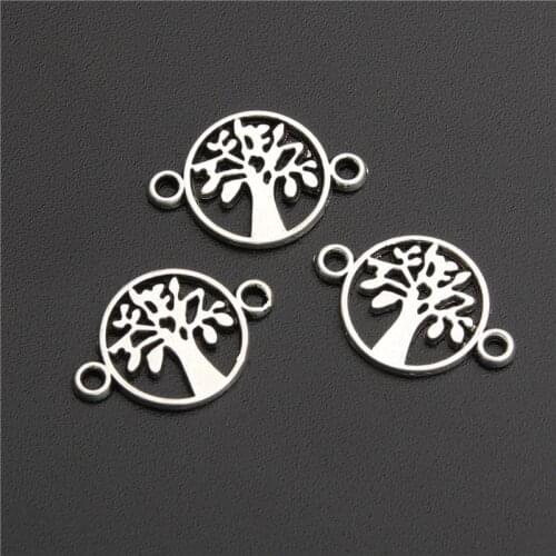 20pcs Tibetan Silver Color Peace Tree Connector Charms Diy Bracelet Necklace Pendant Jewelry Finding A2748