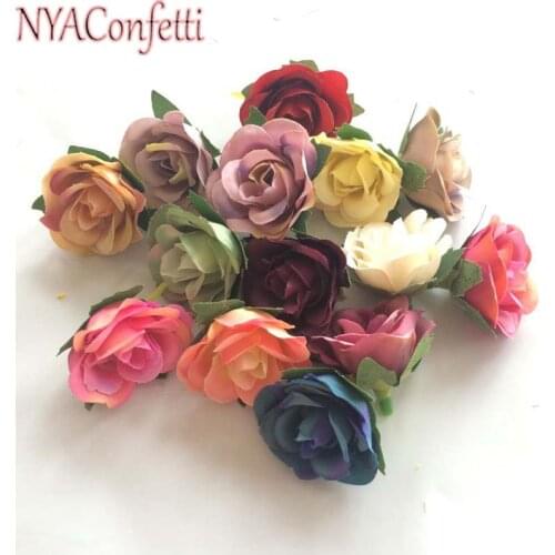 3.5CM Head,80PCS Rose Heads Artificielle,Artificial Silk Mini Hibiscus For Bridesmaid Wrist Corsage,Garland,Scrapbooking