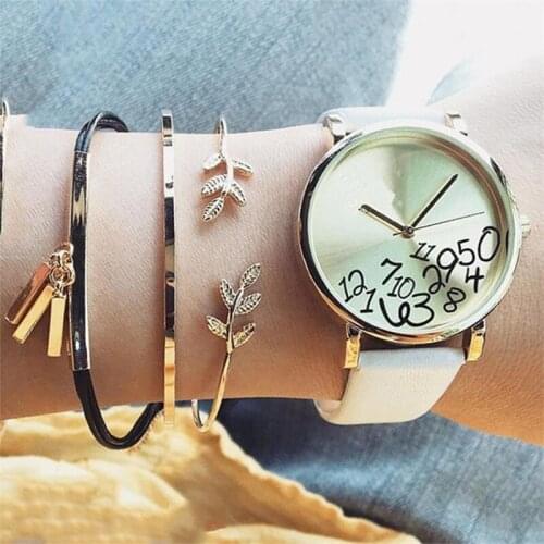 3 Pcs/Set Boho Women Leaves Geometry Tassel Pendant Opening Bracelet Simple Gold Multilayer Bracelet Set Charm Valentines Gift