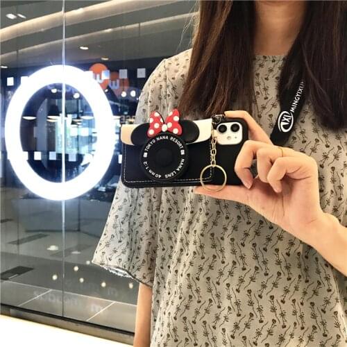 Cartoon 3D mouse leather Wallet Lanyard soft Phone cover For Huawei P SMART 2020 Y5P Y6P Y7P Y7 Y8P Y6 Y9 Y5 2019 Z S Plus 2021