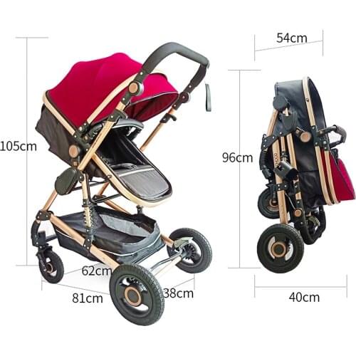 Luxurious Baby Stroller 3 in 1 Portable Travel Baby Carriage Folding Prams Aluminum Frame High Landscape Car for Newborn Baby