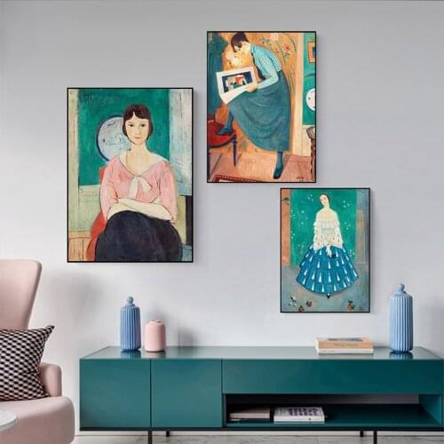 European Young Women Canvas Painting Elegant Dress Wall Art Poster and Print Pictures for Living Room Home Interior Decorations