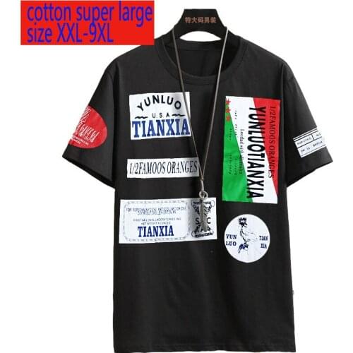 New Arrival Fashion Summer Men Round Neck Loose Casual Short Sleeve O-neck Knitted Print T Shirt Plus Size 2XL-6XL 7XL 8XL 9XL