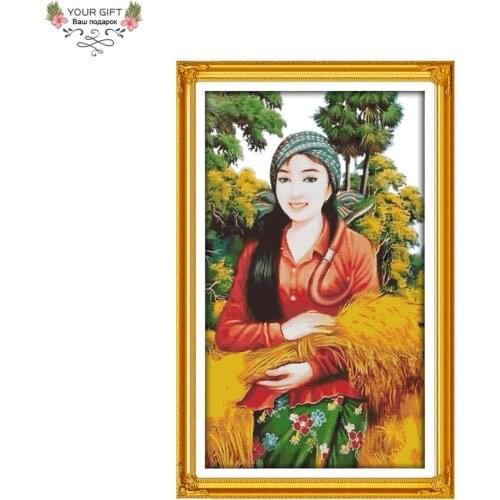 Joy Suday R516(2) 14CT 11CT Counted and Stamped Home Decoration Harvest Season Needlewok Embroidery Cross Stitch kits