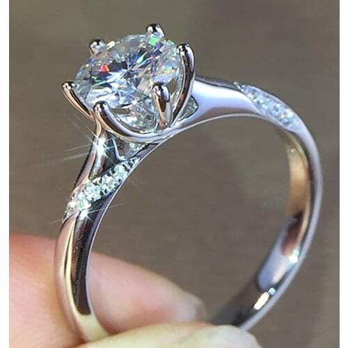 18K Au750 White Gold Women Wedding Party Engagement Ring 1 2 3 4 5 Carat Round Moissanite Diamond Ring Cross Trendy Classic