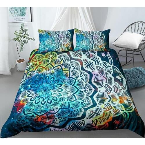 Galaxy Mandala Bedding Set Duvet Cover Set Bohemian Bed Set Galaxy Home Textiles Queen Boho Quilt Cover Dropship