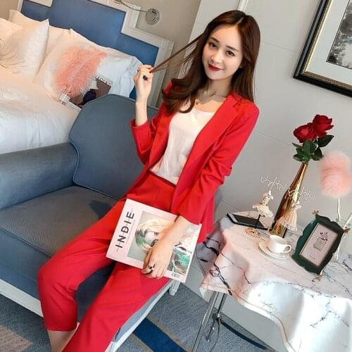 Women pant suits formal2020 new style temperament suit jacket pants office ladies profession 2 piece sets womens outfits