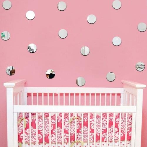 50pcs 5cm Mini Round Mirror Wall Stickers 3D Acrylic Stickers Wall Decals for Kids Bedroom Livingroom DIY Craft Mural Home Decor