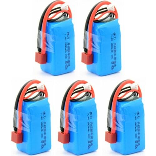 7.4V 1800mAh 20C Lipo Battery for Wltoys A959-b A969-b A979-b K929-B RC Car spare parts 2S 7.4V T plug battery 1pcs to 5pcs